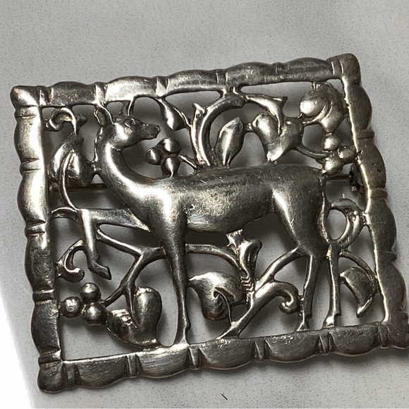 Vintage Silver Deer Brooch